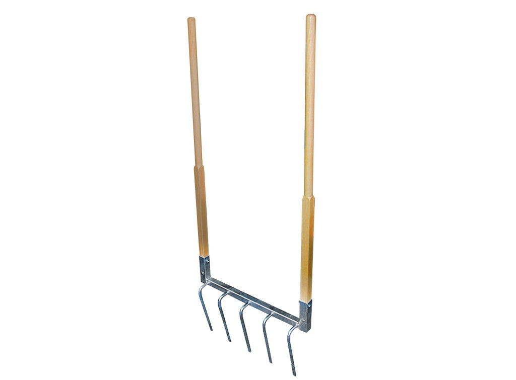 Grelinette à cinq dents de métal courbé et galvanisé