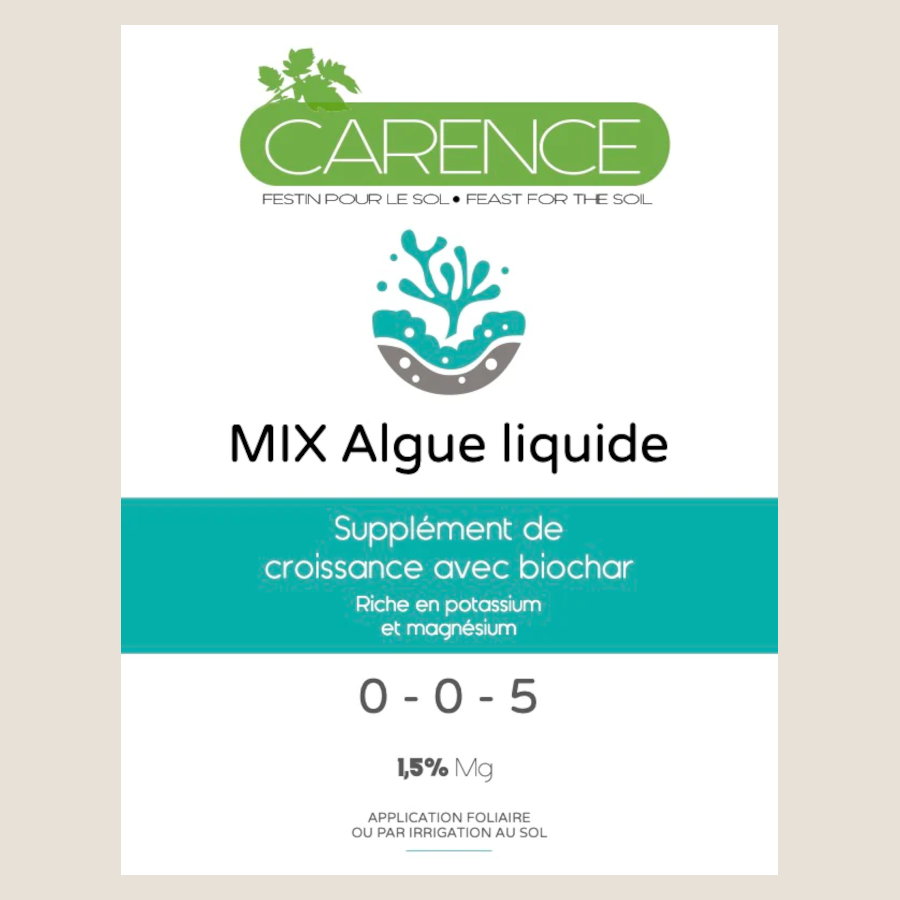 Mix algue liquide et biochar de Carence