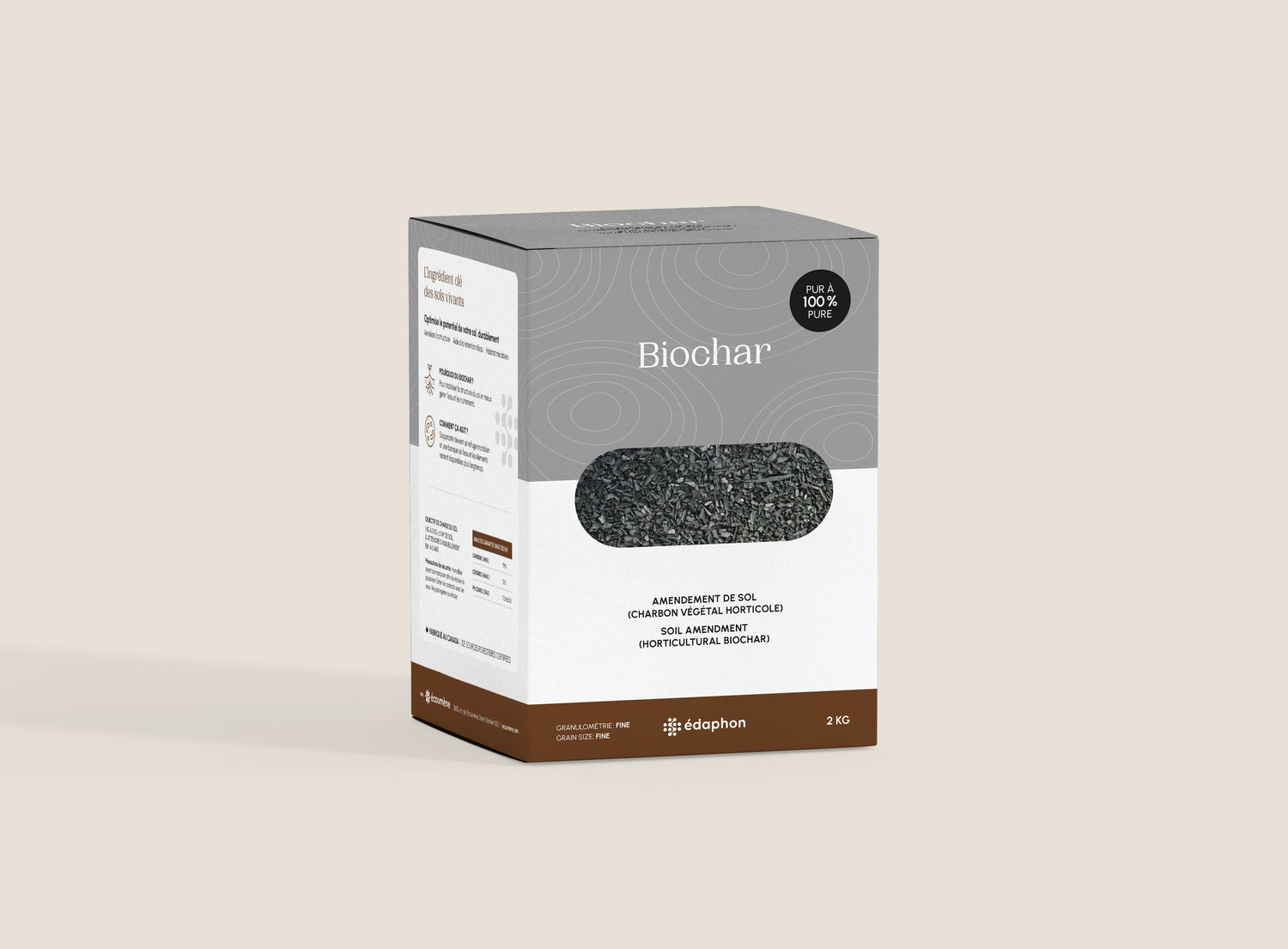 Biochar en boîte unitaire
